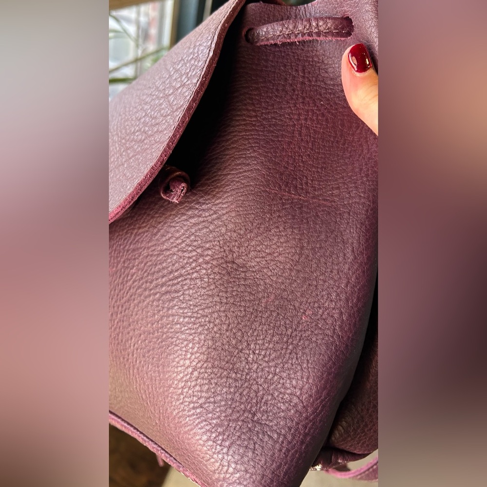 Portland Leather Goods Bucket Drawstring Backpack Plum Pebbled Leather - Picture 16 of 16